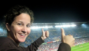 Cheering for Barca at the recent game vs. Sevilla